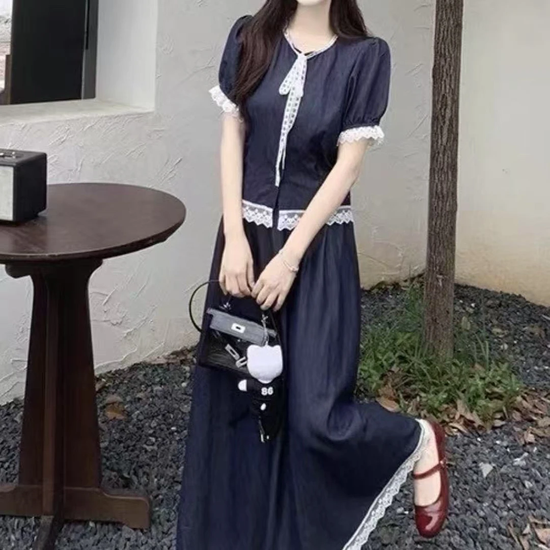 2025大码女装欧货高级感蕾丝边上衣半身裙两件套