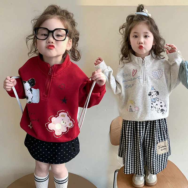 女童休闲卫衣2025新款儿童春秋装韩版洋气女宝宝春季时髦套头上衣
