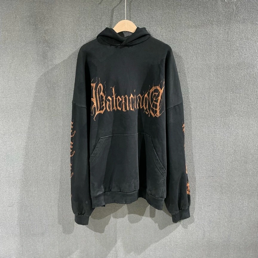 未使用 Balenciaga/巴黎世家 （pm）梵文做旧帽衫卫衣 全新2码/0202