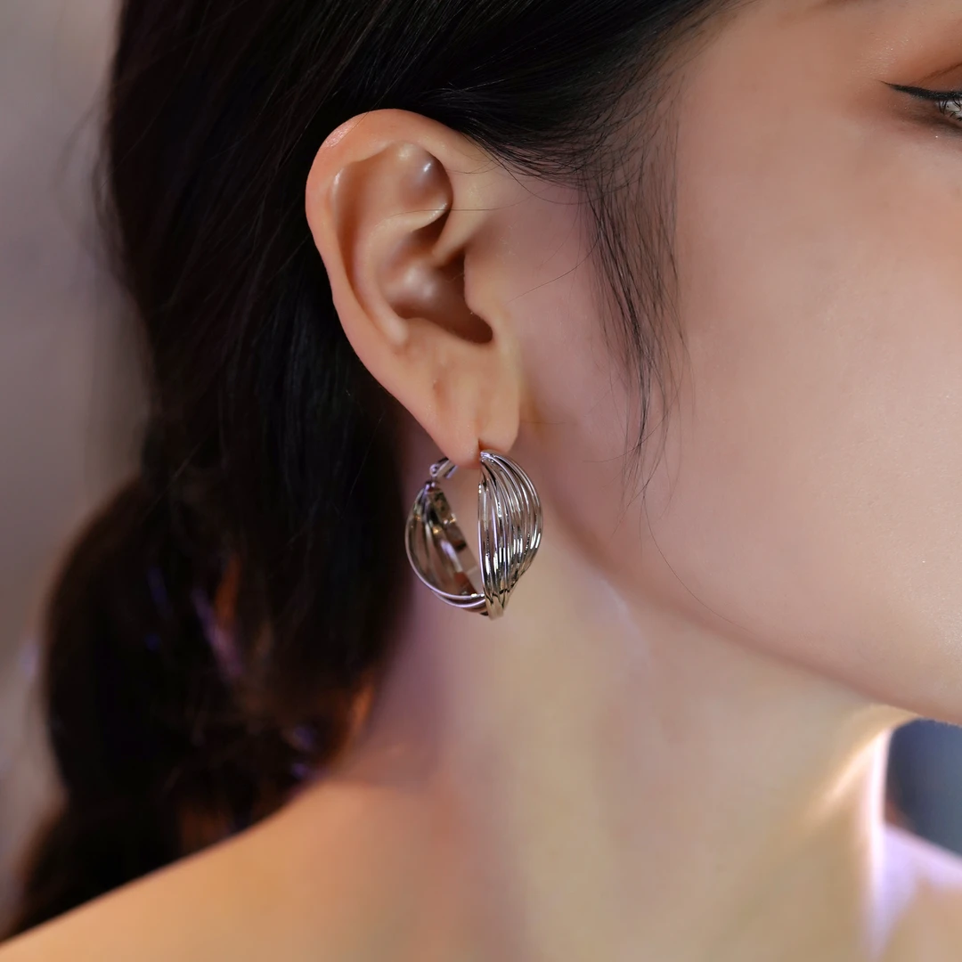 钛钢耳饰 轻奢小众高级感不规则扭曲线条气质耳饰女