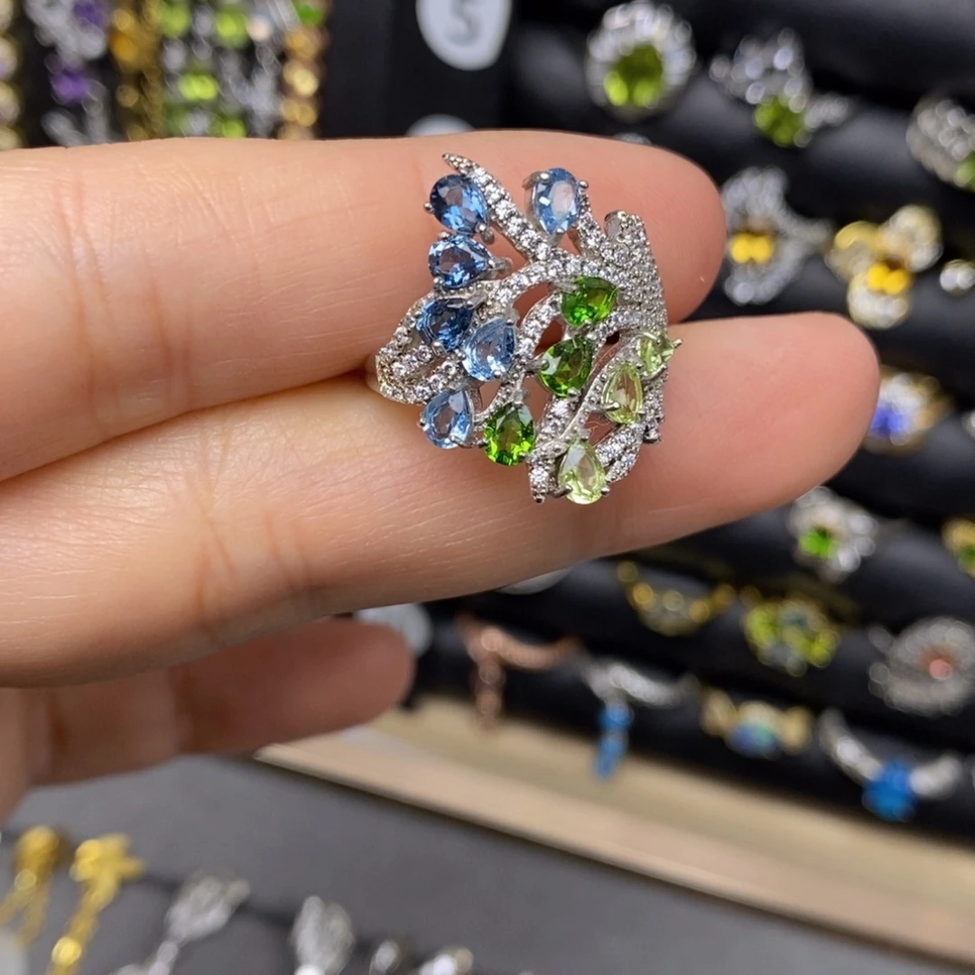 托帕石戒指银S925镶嵌