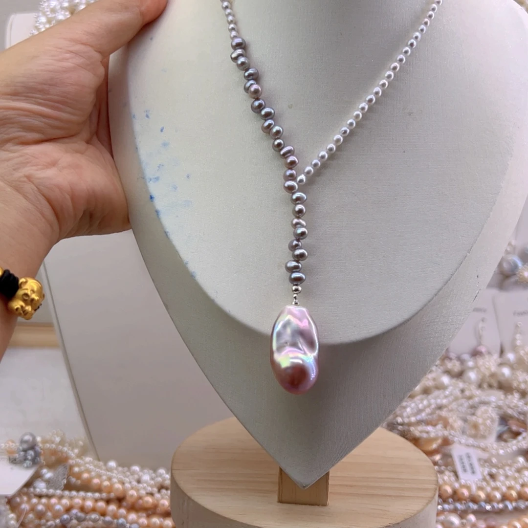 未镶嵌耳饰淡水珍珠项链