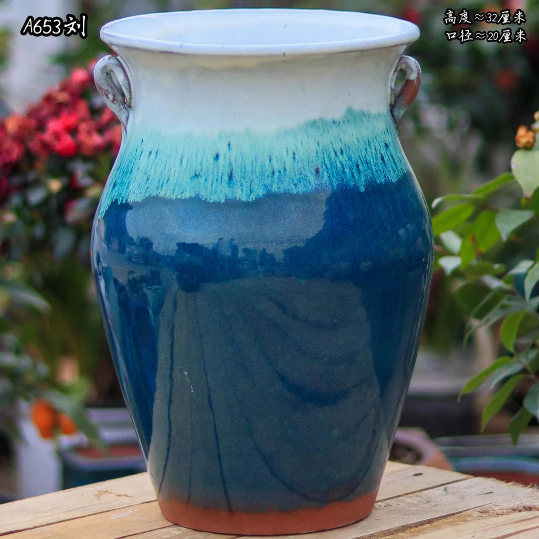 A653刘大号户外庭院多肉植物花盆陶瓷法师悬崖老桩高盆装饰陶土盆