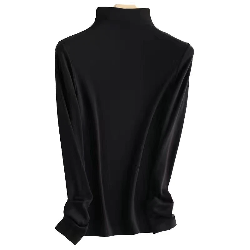 YUNYE/云烨【丝暖黑领】科技羊绒蛋白精华羊毛半高领长袖女装打底衫