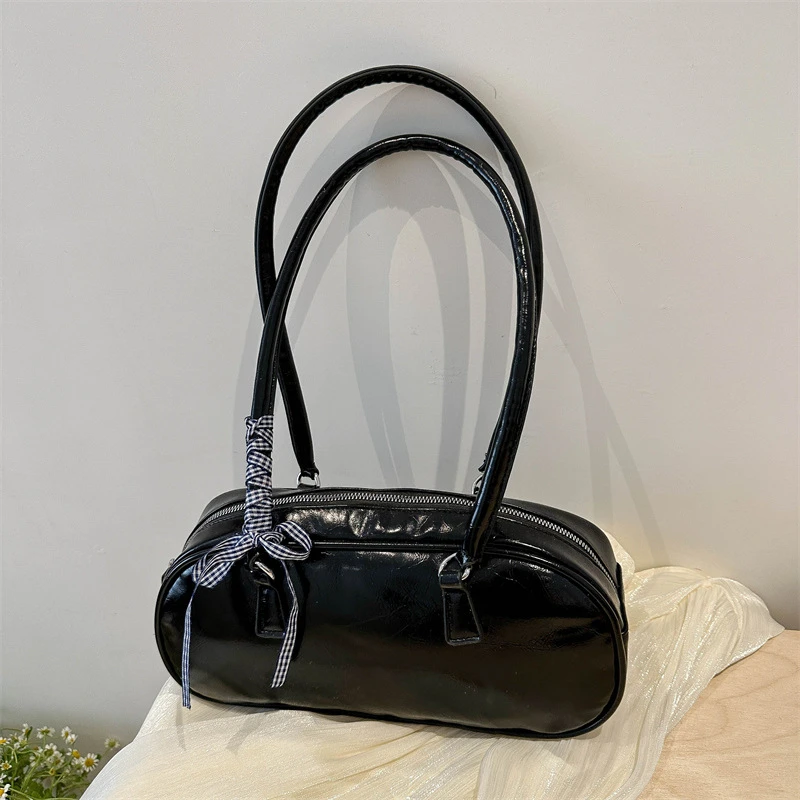 芭蕾风蝴蝶结手提银色包包女士2024新款潮韩国小众腋下包大容量包