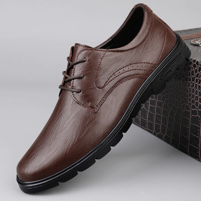 皮鞋男通勤透气软面软底英伦风男士休闲鞋软底耐磨防滑商务男鞋子