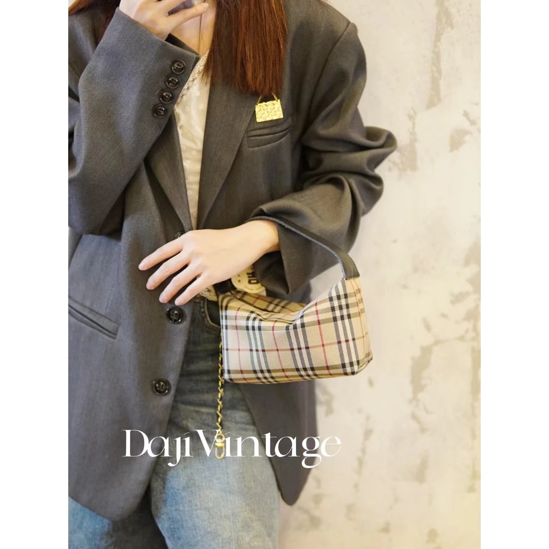 95新 BURBERRY/博柏利 大吉中古/Burberry经典格纹饭盒包