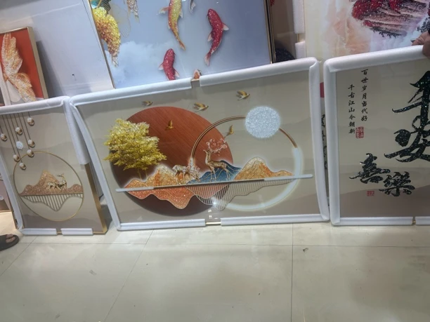 简约晶瓷镶钻三联画客厅沙发背景墙装饰画