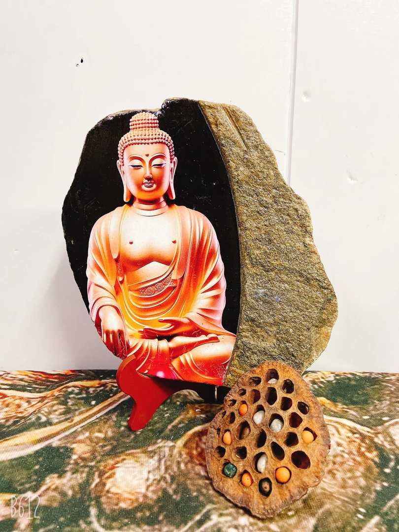 25*22，手工制作石头画，佛祖保平安，防水不掉色，永久保存