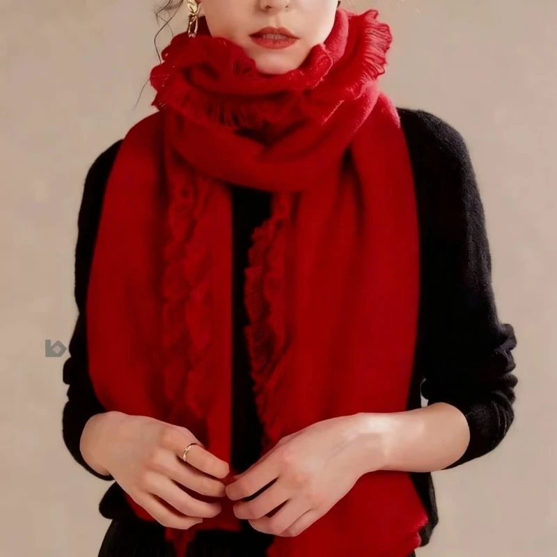 【流苏奢绒】羊绒170*55秋冬时尚百搭设计款围巾韩系保暖氛围感披肩