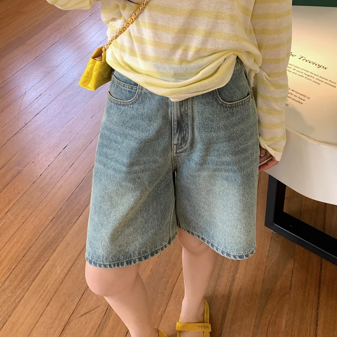 "Tomboy丹宁裤"夏天穿搭秘籍!洋气时髦感100棉白色/水洗牛仔中裤!