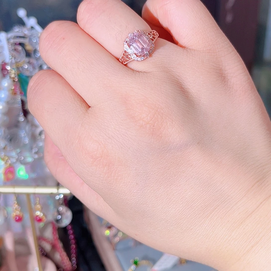 戒指银S925镶嵌红色碧玺