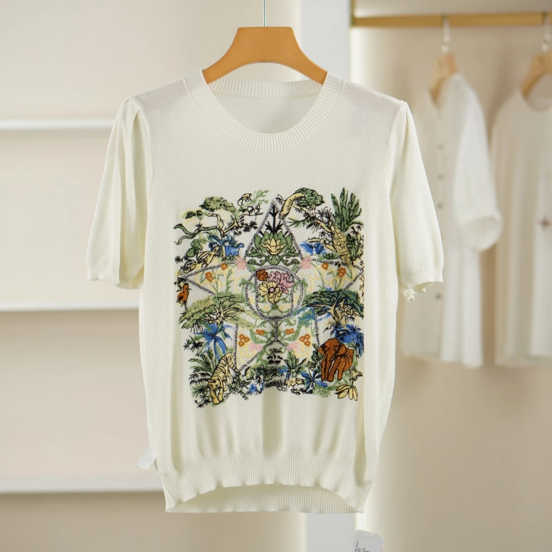 麦迪尚品【品牌单】5042514印花短袖针织衫夏季女装专柜撤柜正品