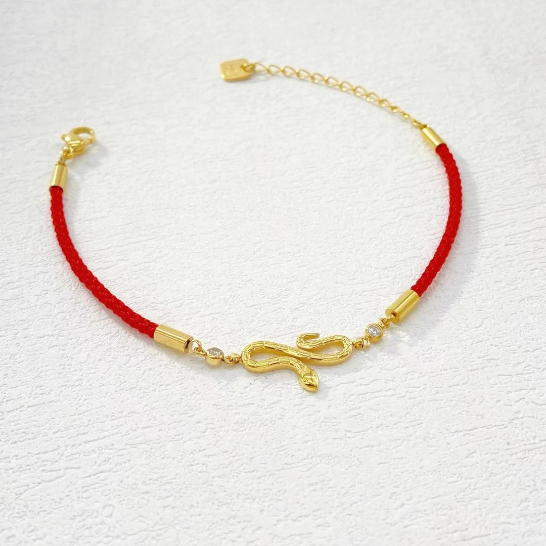 钛钢手链 木木（AG3946）20厘米 蛇形编织红绳手链