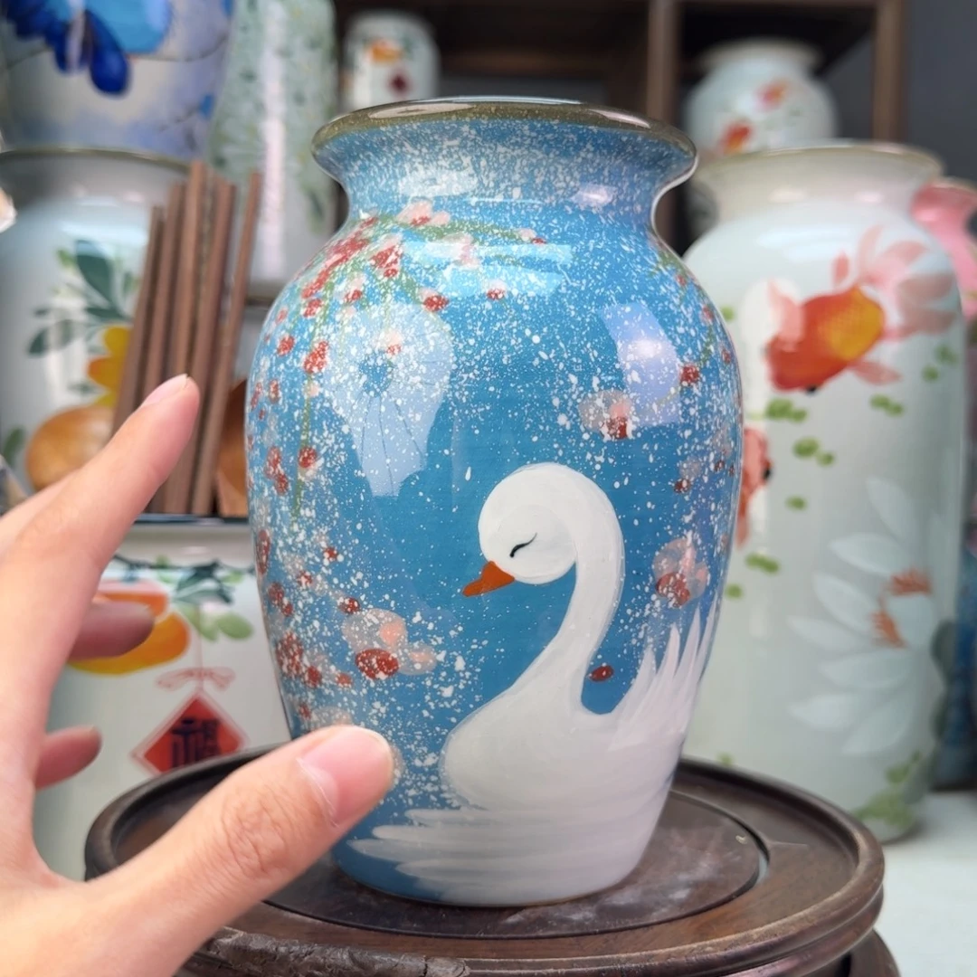 景德镇陶瓷手绘花瓶无孔