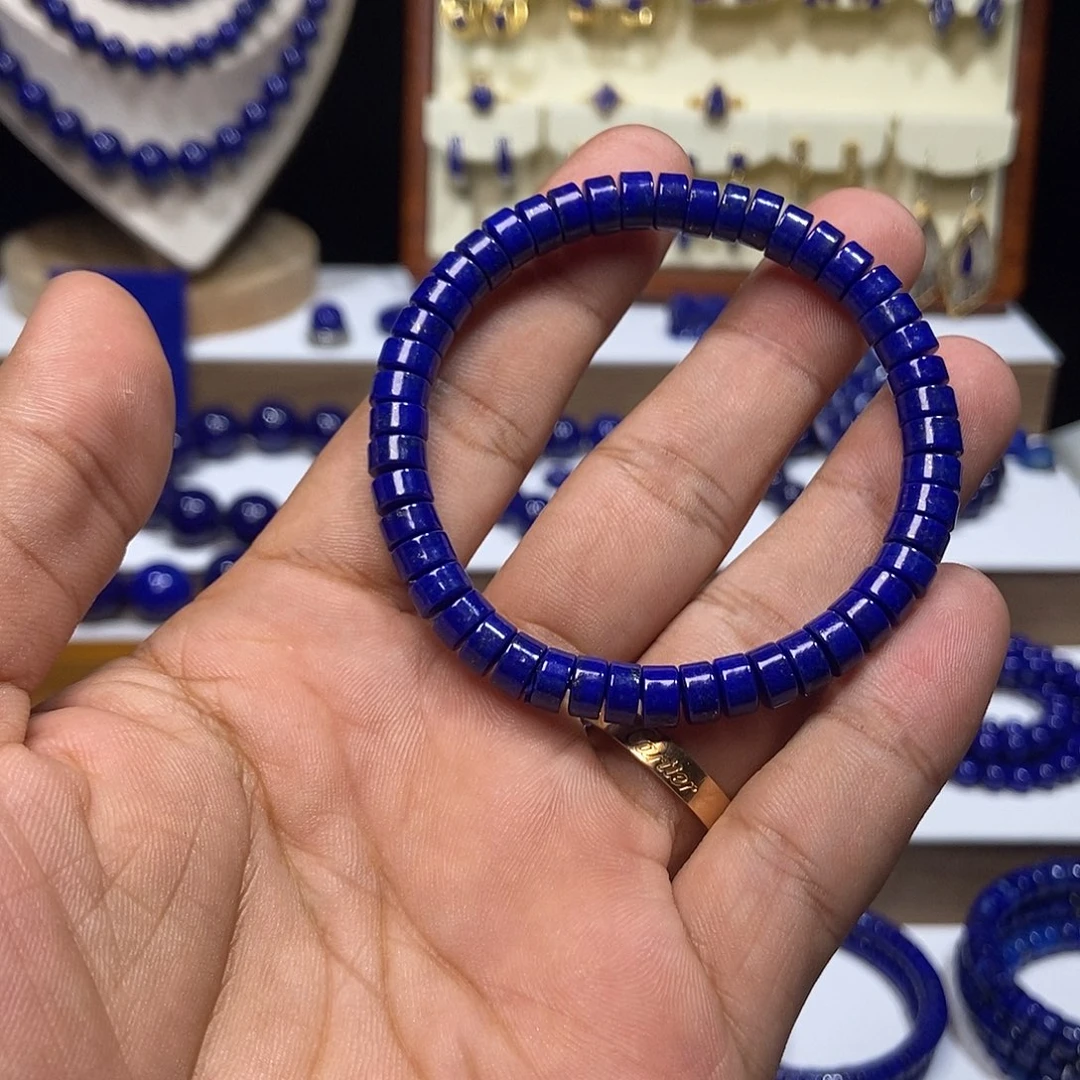 未镶嵌青金石高品 精工 直切药片 手串6+