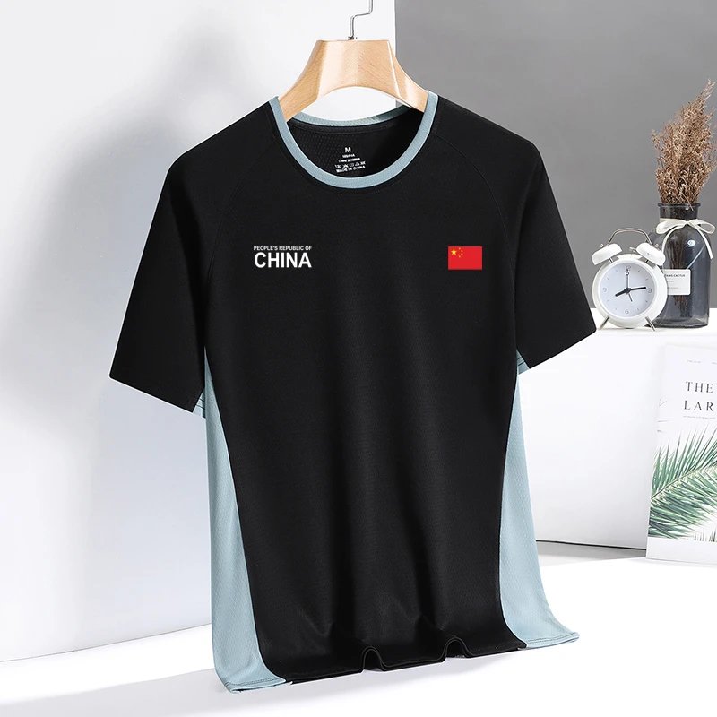 中国队运动短袖速干圆领T恤半袖男士夏季休闲款包透气田径训练服