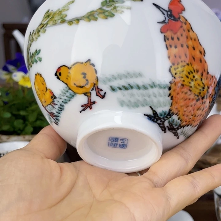 杯米饭碗手绘釉下彩