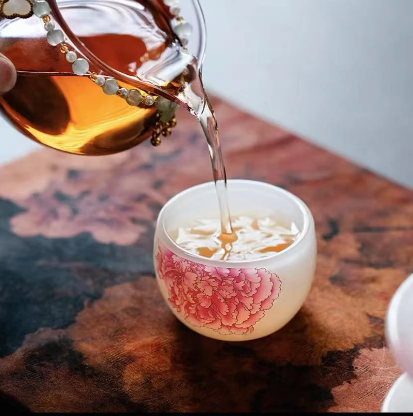 粉色牡丹琉璃单杯 -ZH108（众）