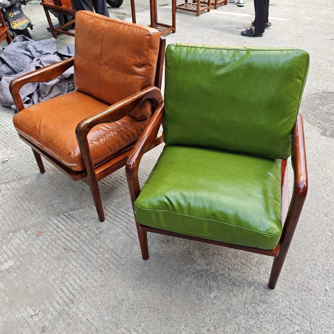 原木实木皮革椅子