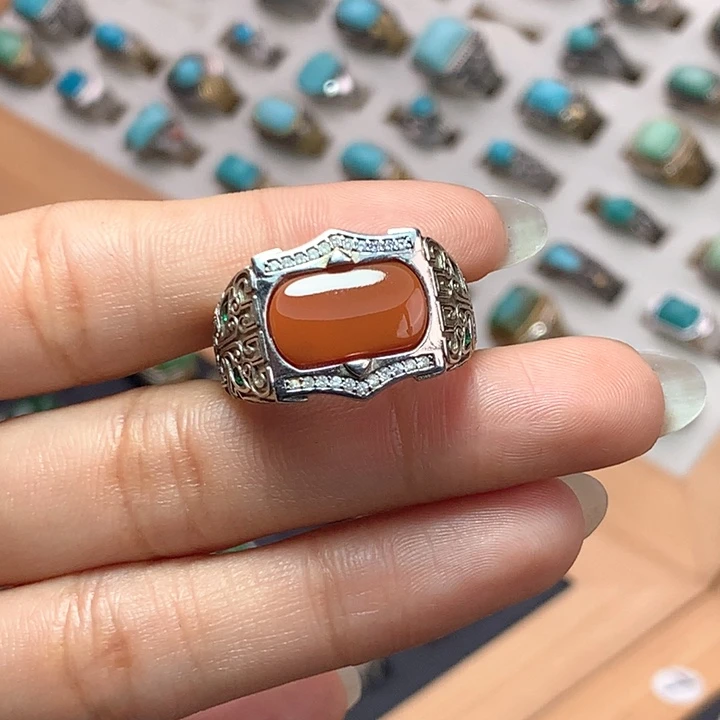 南红玛瑙戒指银S925镶嵌吳*·