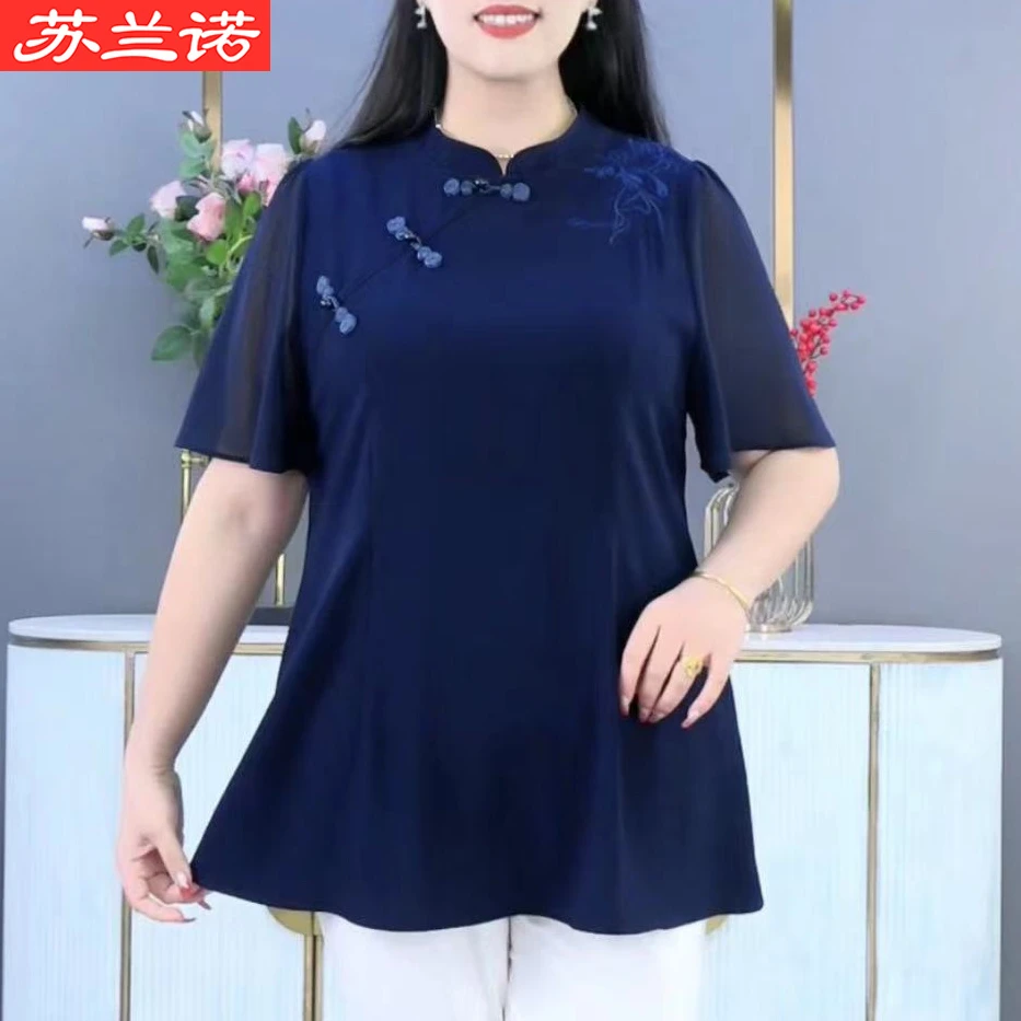 国风旗袍中国风五分袖上衣ZB5782