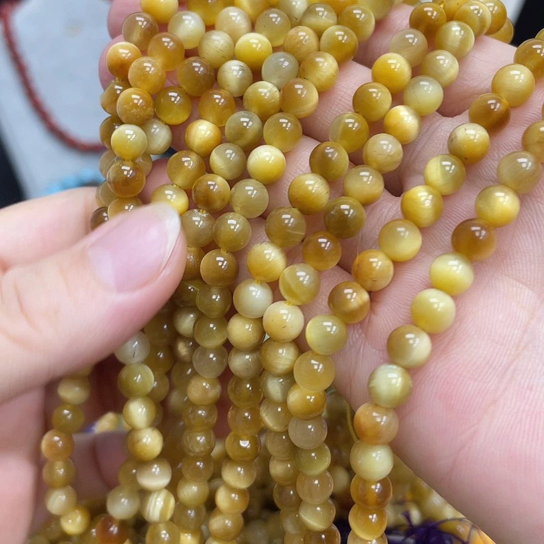 钛钢半成品玛瑙/玉髓金虎眼石6m散珠
