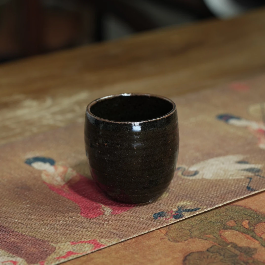景德镇上庄陶瓷柴窑茶叶末颜色釉手工单杯