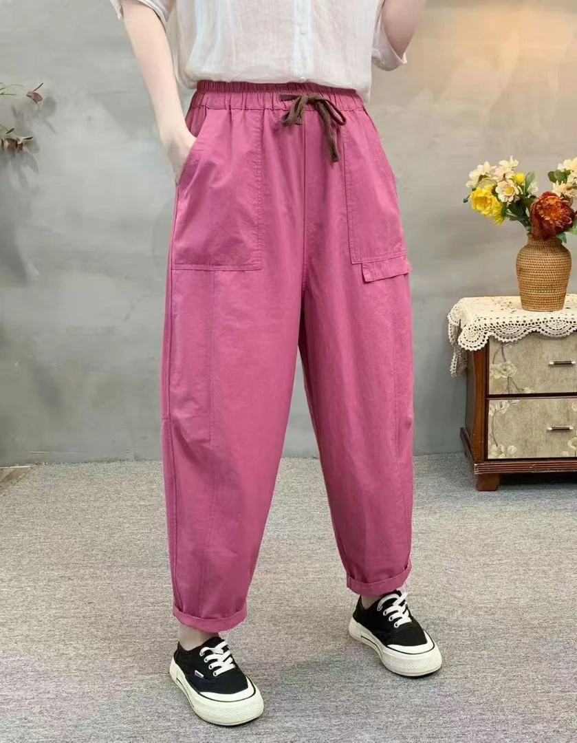 雅妮2025运动装春秋季新款休闲裤松紧腰女裤宽松显瘦居家裤子百搭