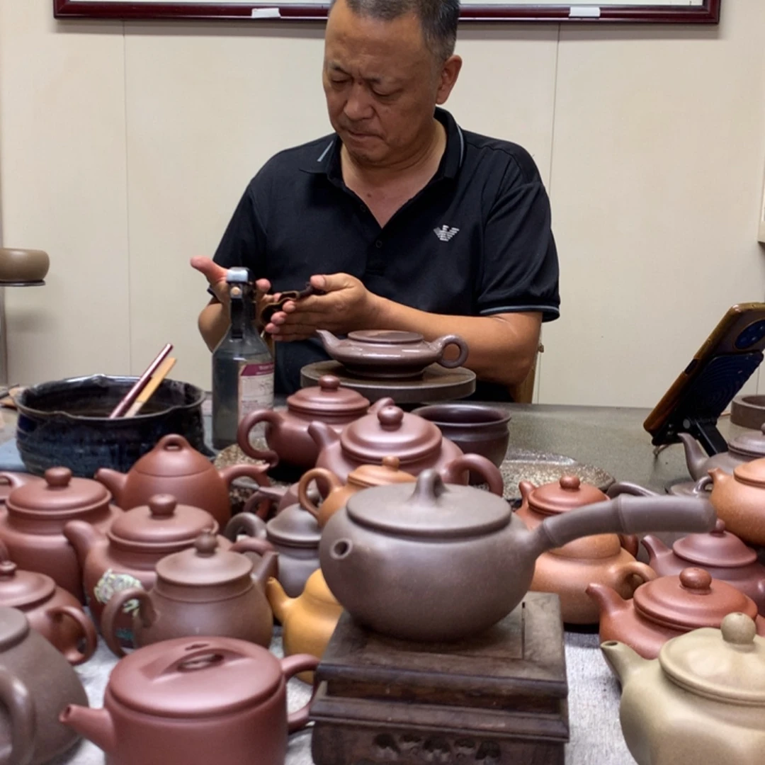 茶壶紫泥侧把壶半手工制作