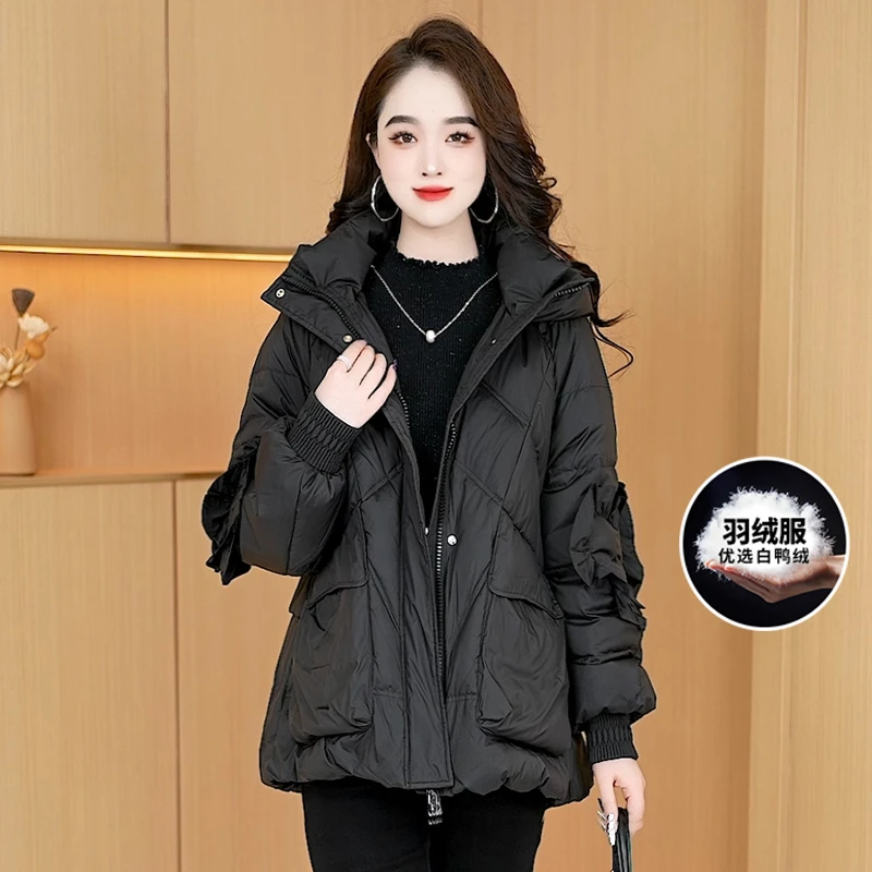 【羽绒服】冬季新款韩版小个子减龄洋气休闲白鸭绒保暖羽绒服外套团