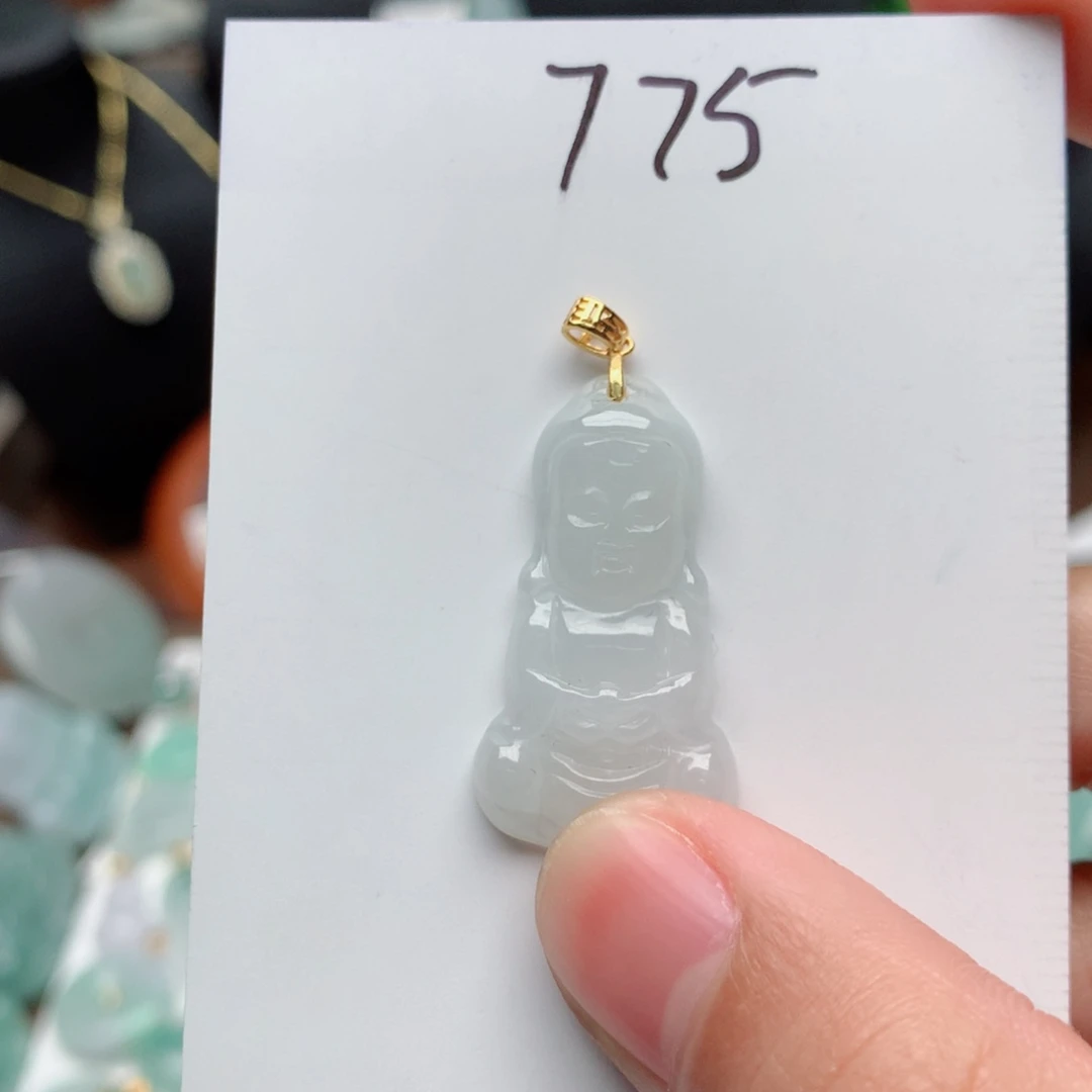 翡翠颈饰银S925镀金镶嵌吊坠