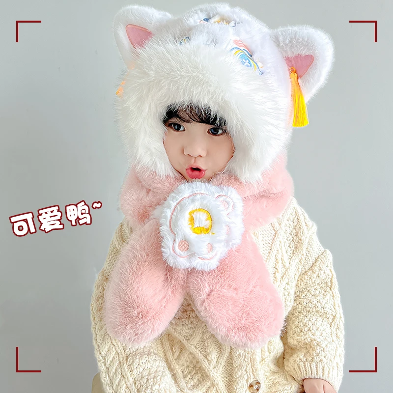 秋冬季可爱儿童帽子超萌防寒防风出行帽男女宝宝出游秋冬款户外帽