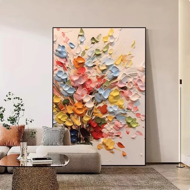 砂岩抽象油画客厅装饰画沙发背景墙挂画简约高级落地画玄关壁画