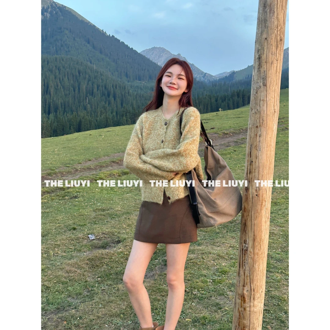 【LIUYI】秋千毛衣~新款羊毛混纺花纱针织毛衣开衫572629