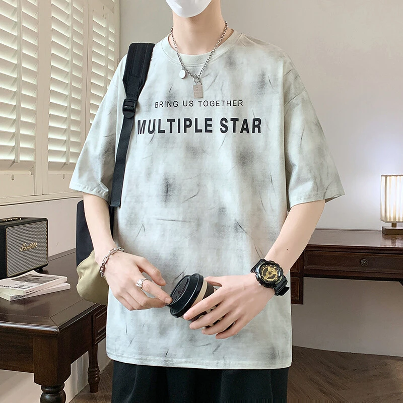 夏季新款青少年大童男士短袖T恤学生宽松韩版潮帅气百搭休闲半袖