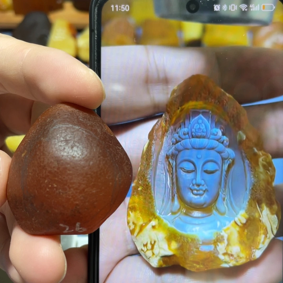 定制蜜蜡未镶嵌洞雕各种题材，魔镜