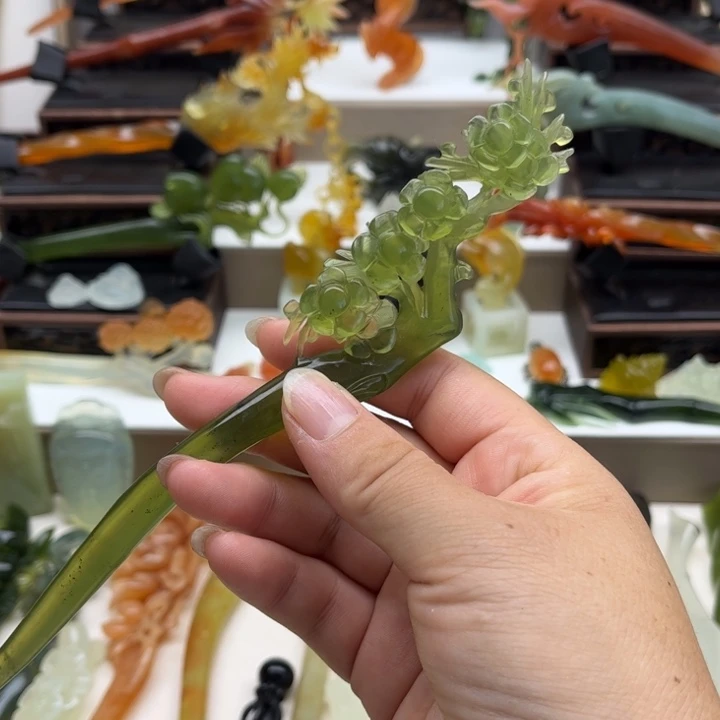 未镶嵌蛇纹石玉岫玉发簪