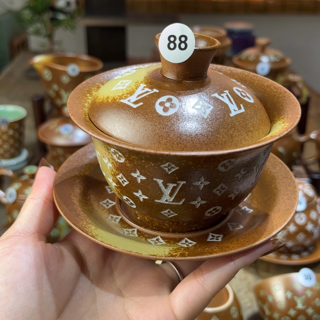 彗***星草木灰三才盖碗老花