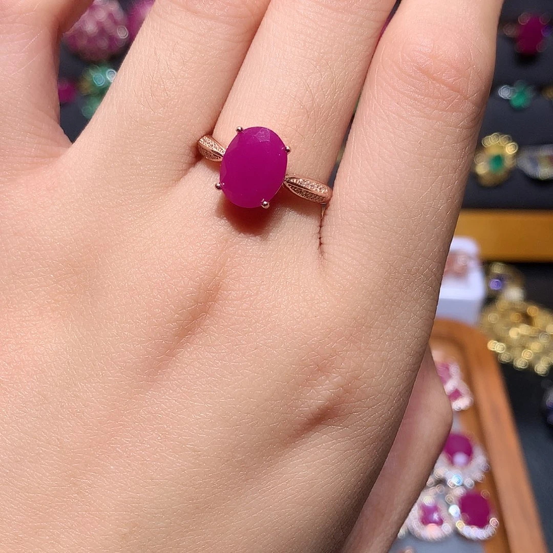 红宝石戒指银S925镶嵌