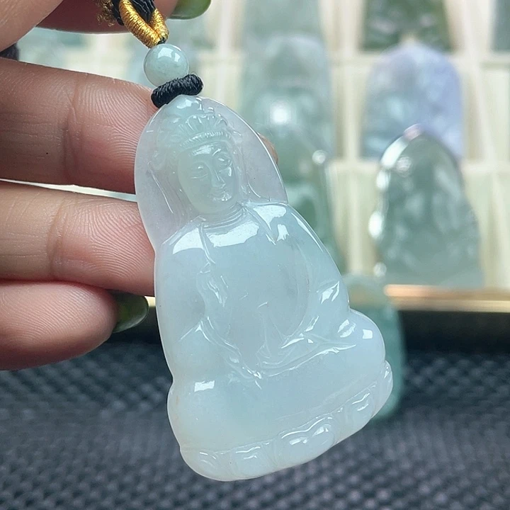 颈饰未镶嵌翡翠天然缅甸翡翠A货素衣观音