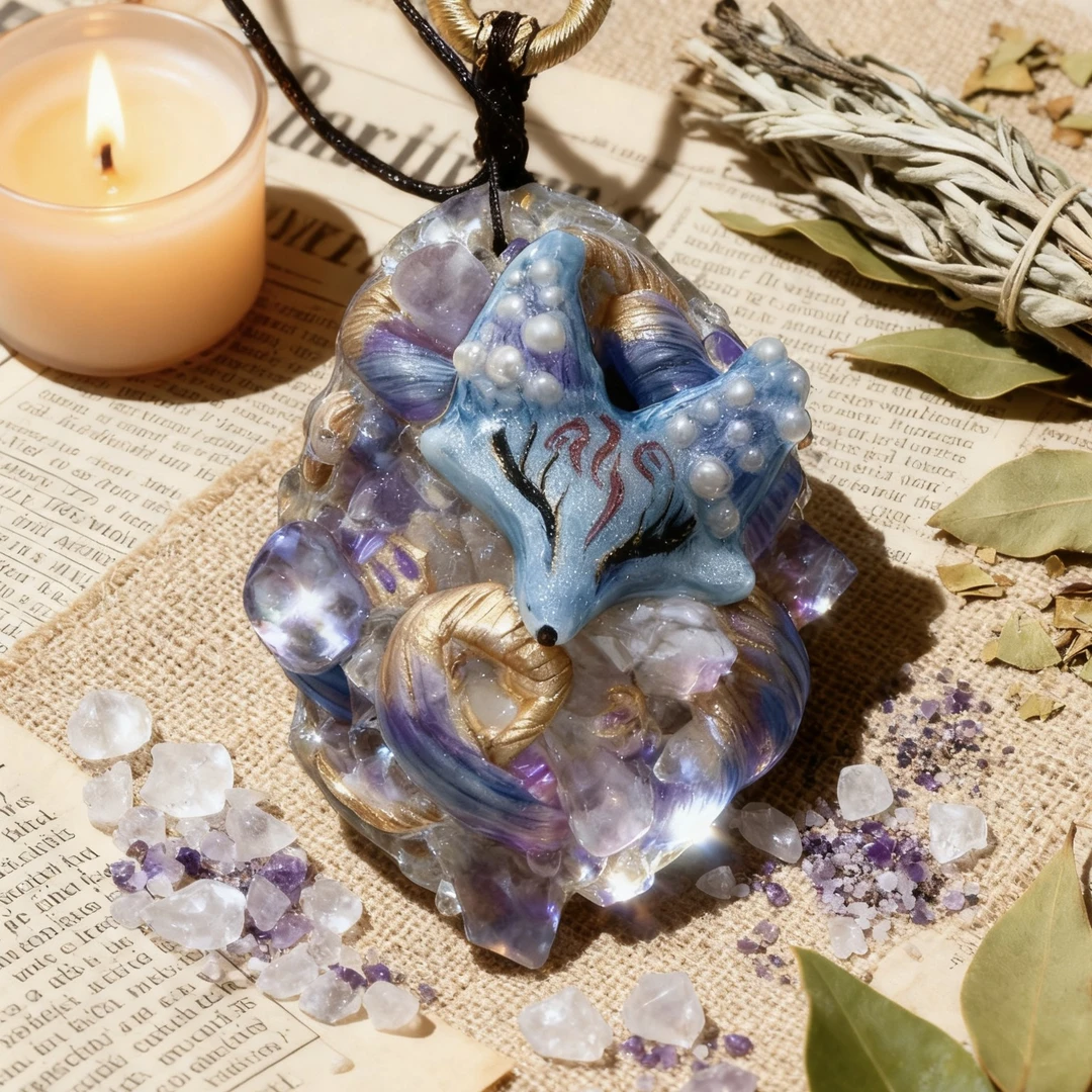 非金属布艺项链 花儿紫璃上仙纯手作小狐狸项链限量100个