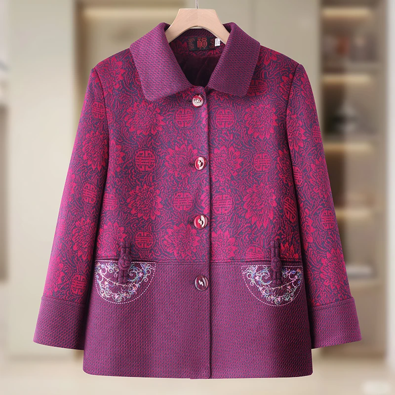 中老年人秋装女奶奶外套宽松60岁70妈妈装秋冬上衣气质老太太衣服