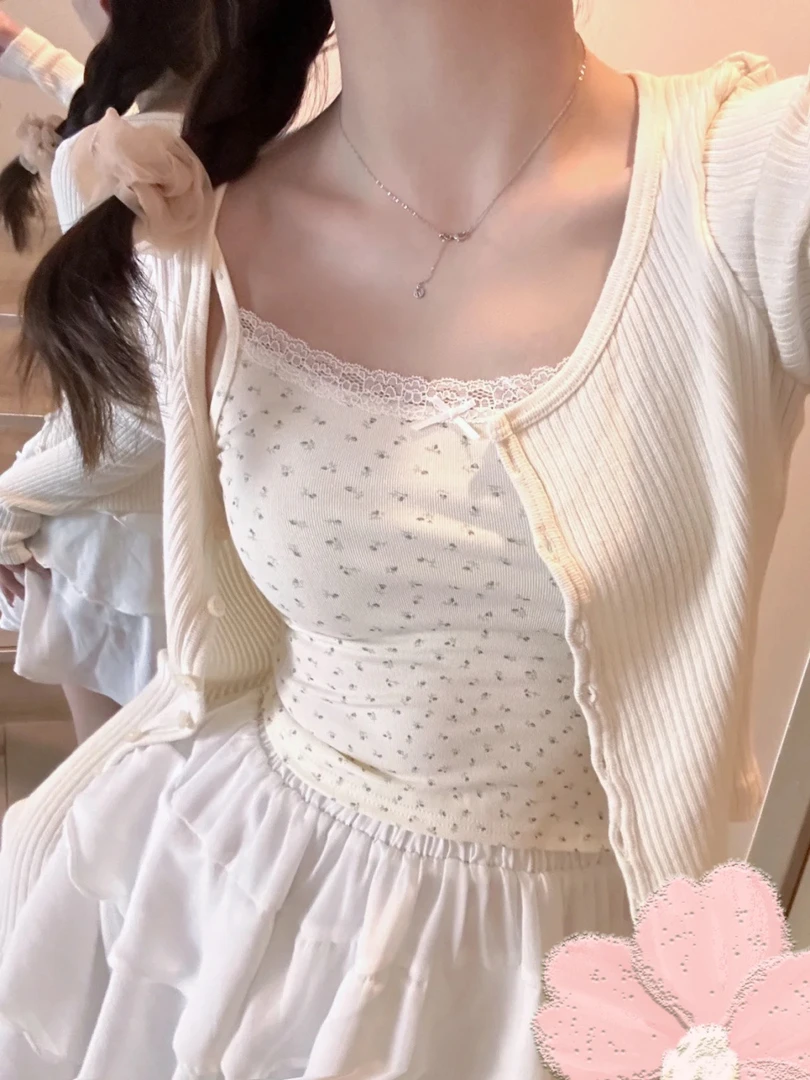 【开衫福利】简约系带防晒短款针织开衫百搭显瘦薄款长袖上衣