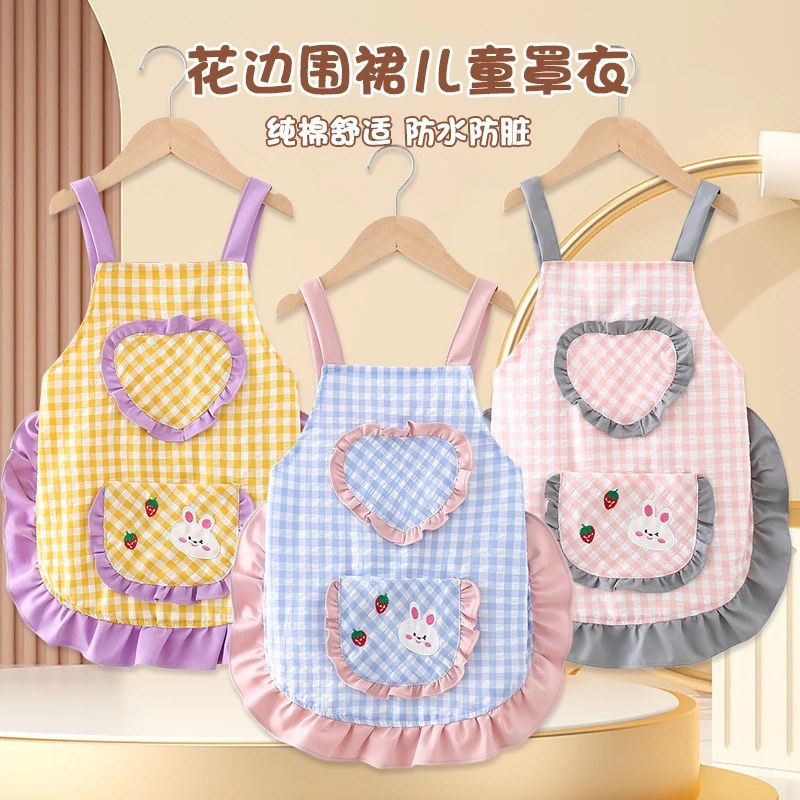 女宝宝罩衣儿童公主裙女孩围裙防水护衣夏季洋气婴儿防脏围兜饭兜