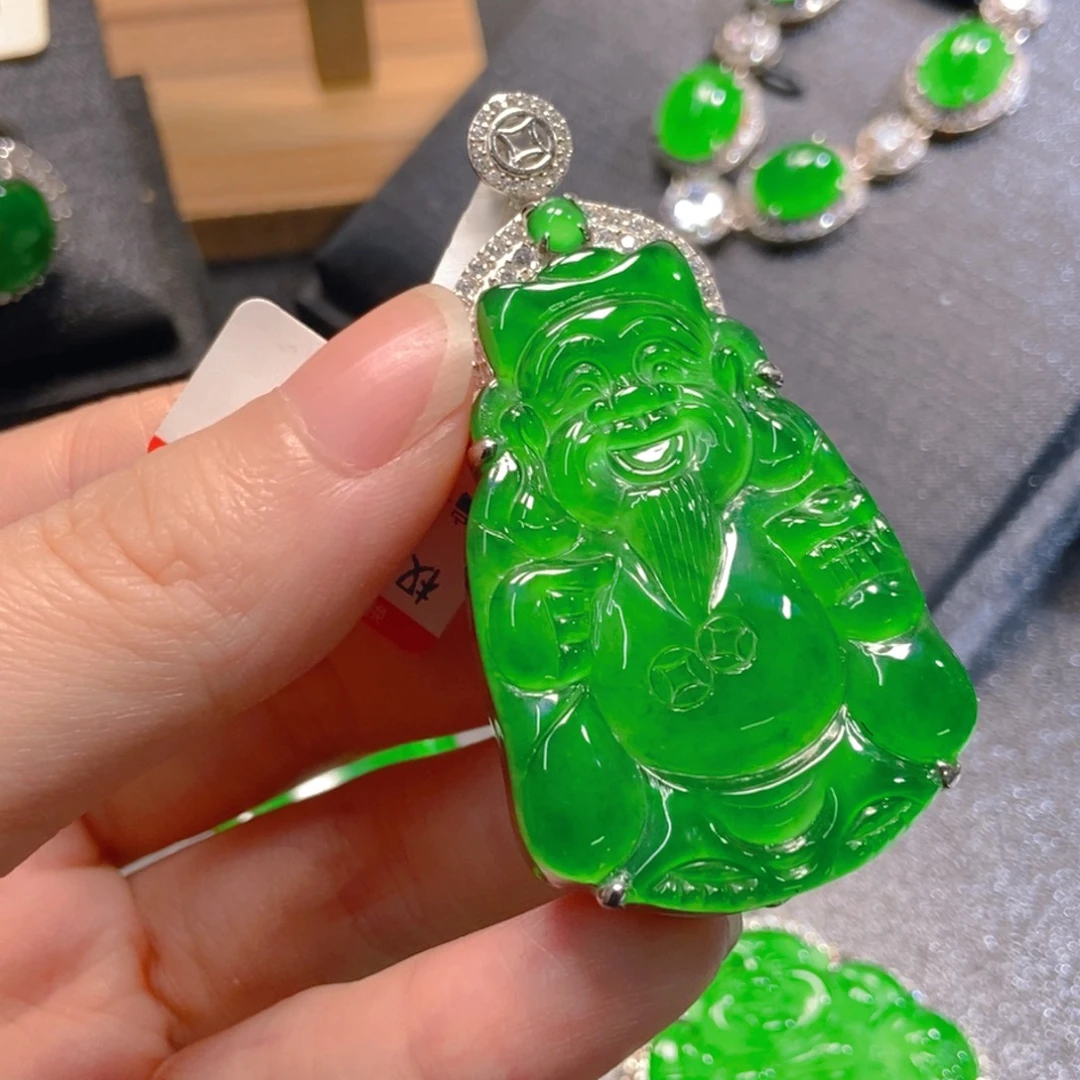 吊坠(不含链)银S925镶嵌翡翠