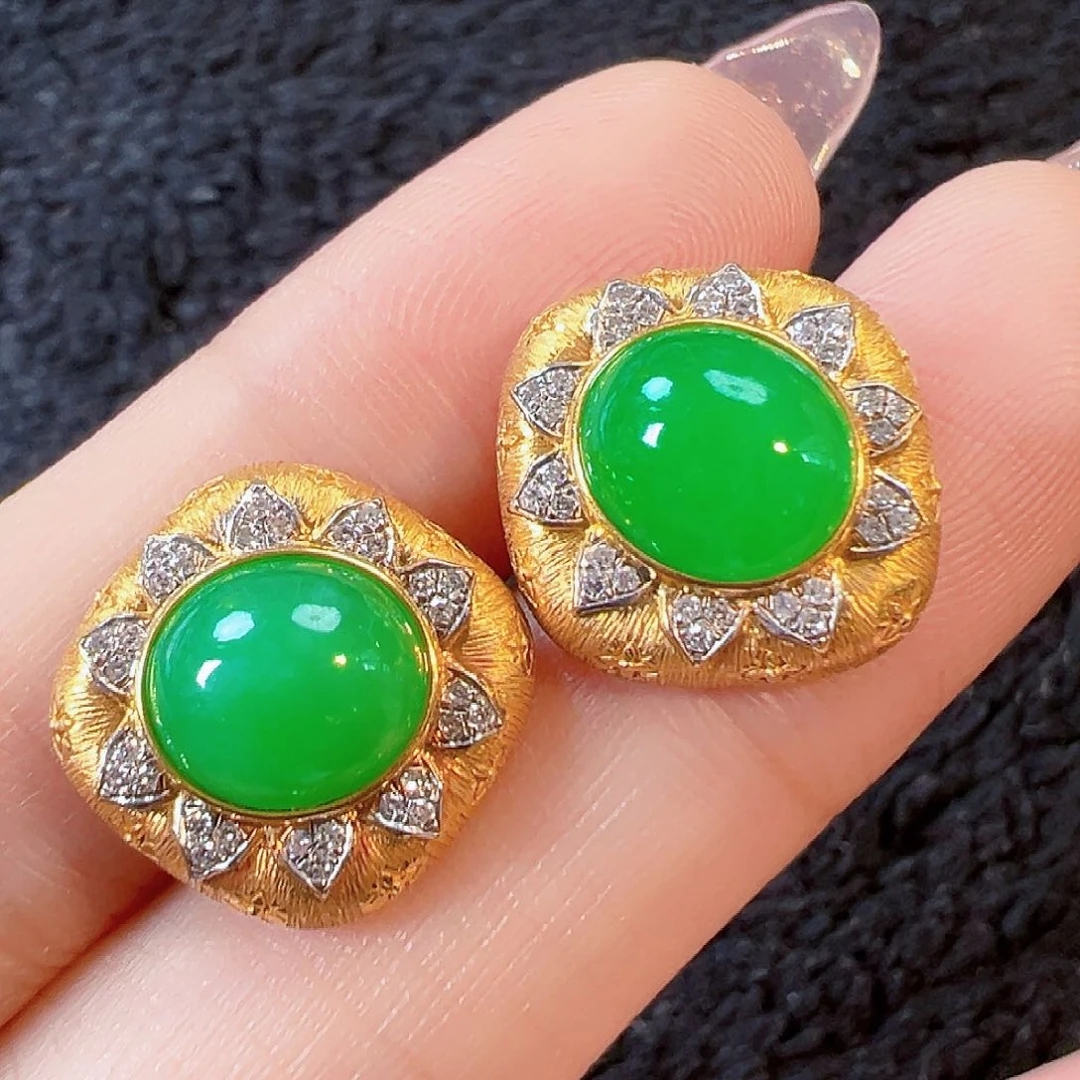 翡翠耳饰18K金镶嵌【周末福利漏价】签收后24小时鉴赏期