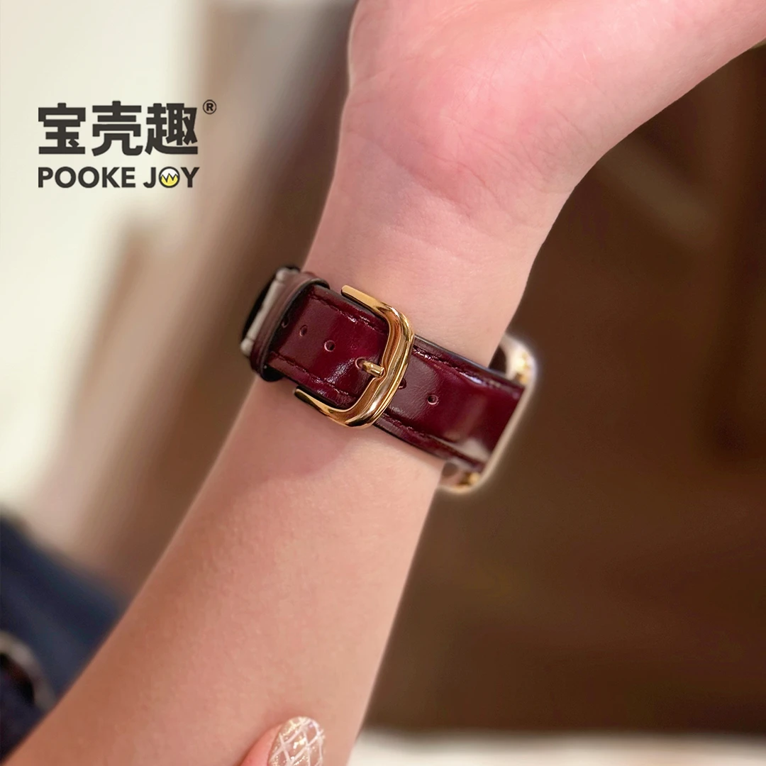 宝壳趣适用苹果applewatch11宽亮皮表带s10真皮表带s9/s8气质通勤