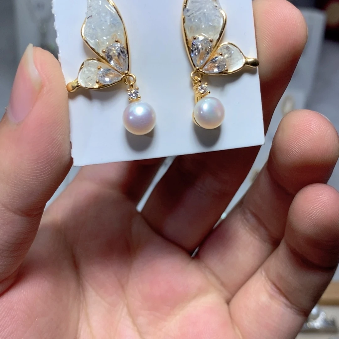 淡水珍珠耳饰银S925镶嵌