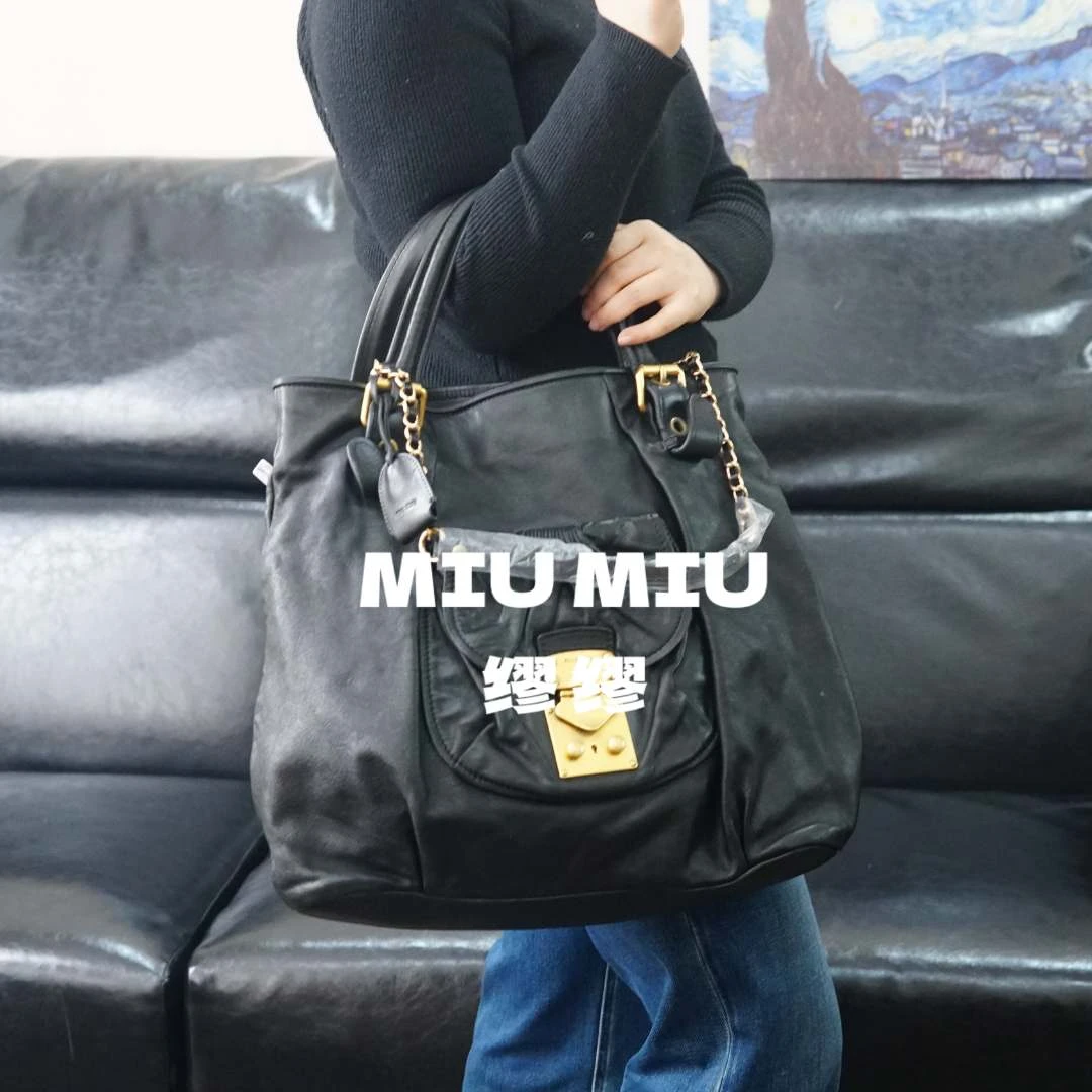 95新 MIU MIU/缪缪 黑金单肩包/WJ11723048/3048